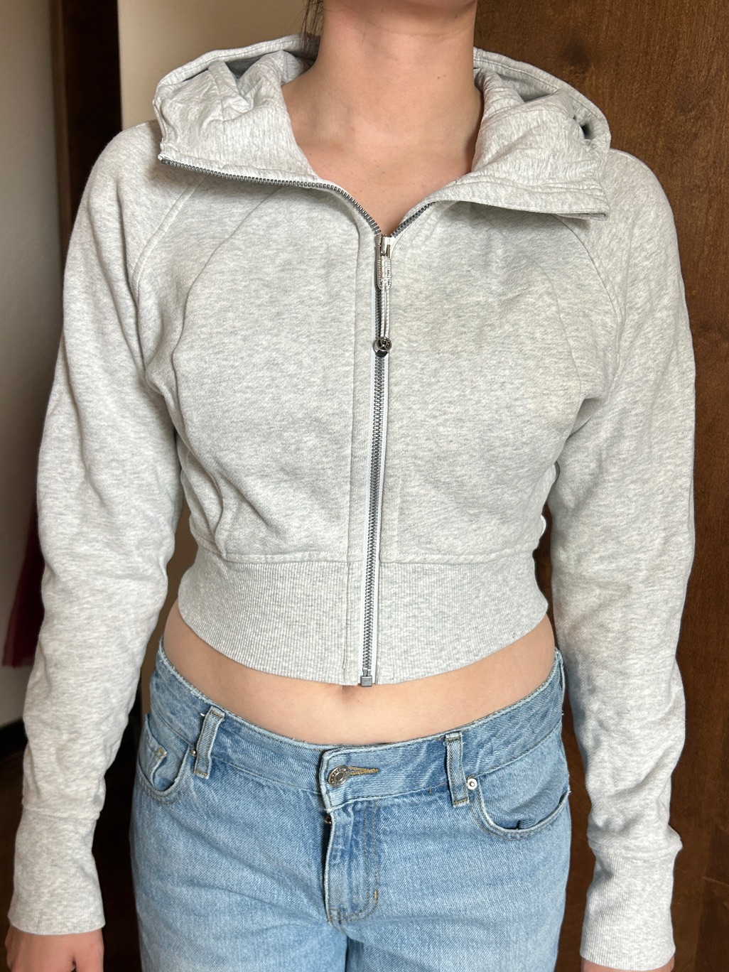 Lululemon Athletica Light Grey Cropped Zip Hoodie
